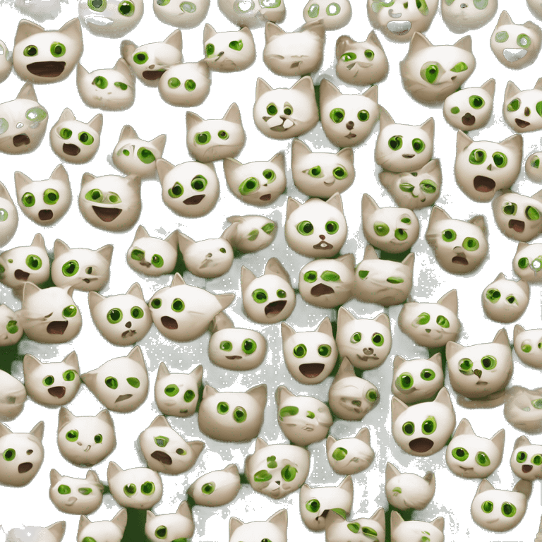 fais un chat brun blanc noir avec les yeux vert  emoji