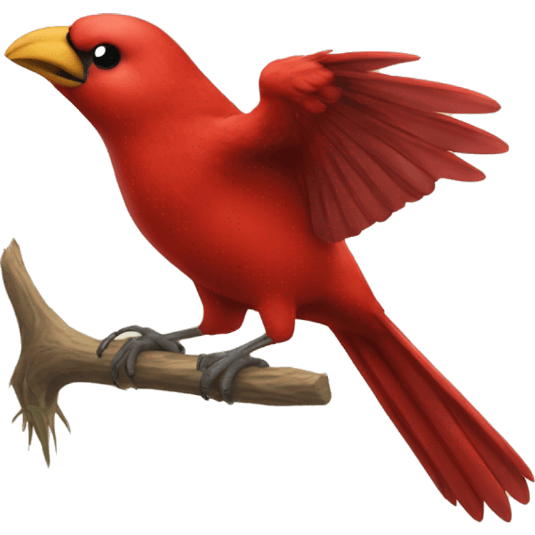 red bird slaping an eale emoji