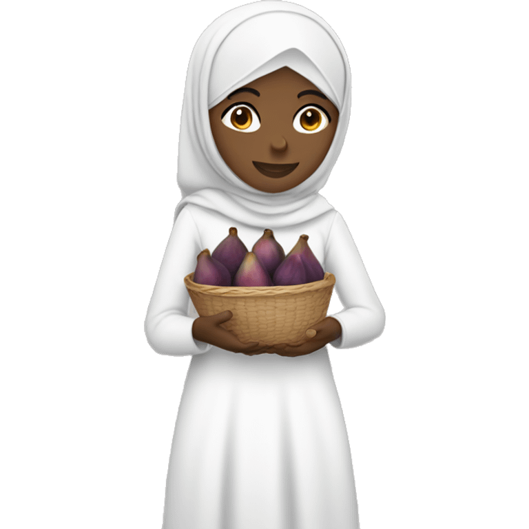 white hijab girl holding figs emoji