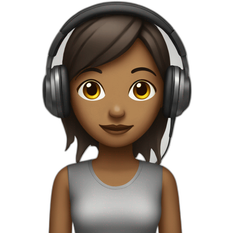 Brown girl with microphone and headphones emoji