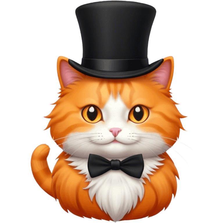 fluffy elegant orange cat with top hat black emoji