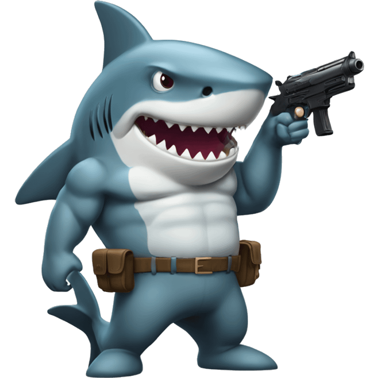 Shark with a gun and a body very muscular  emoji