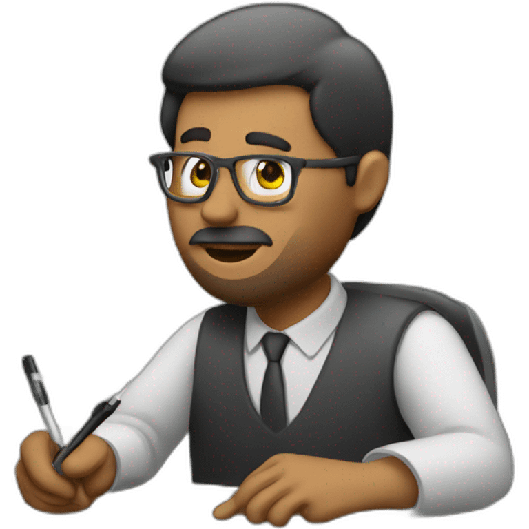 Man writing on a marker board emoji