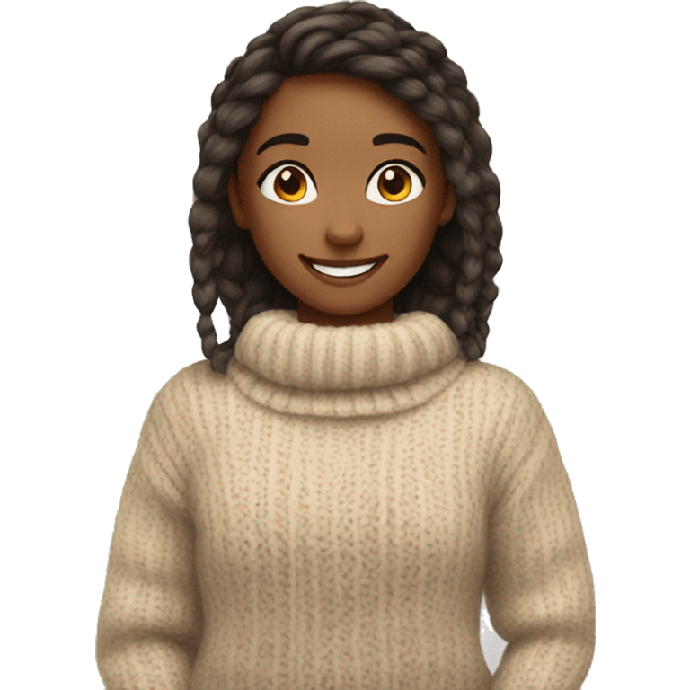 smiling girl in cozy sweater emoji