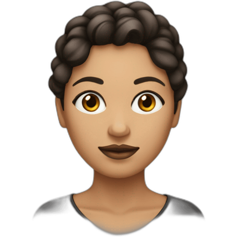 mujer de ojos marrones con pelo negro y piel clara emoji