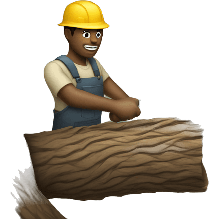 Man cutting down tree emoji