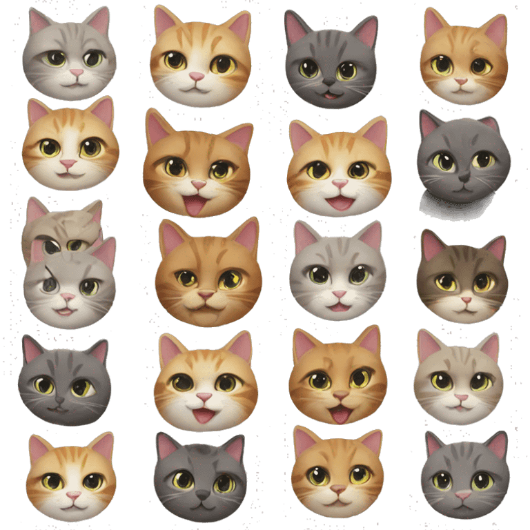 12 happy cats at a holiday party emoji