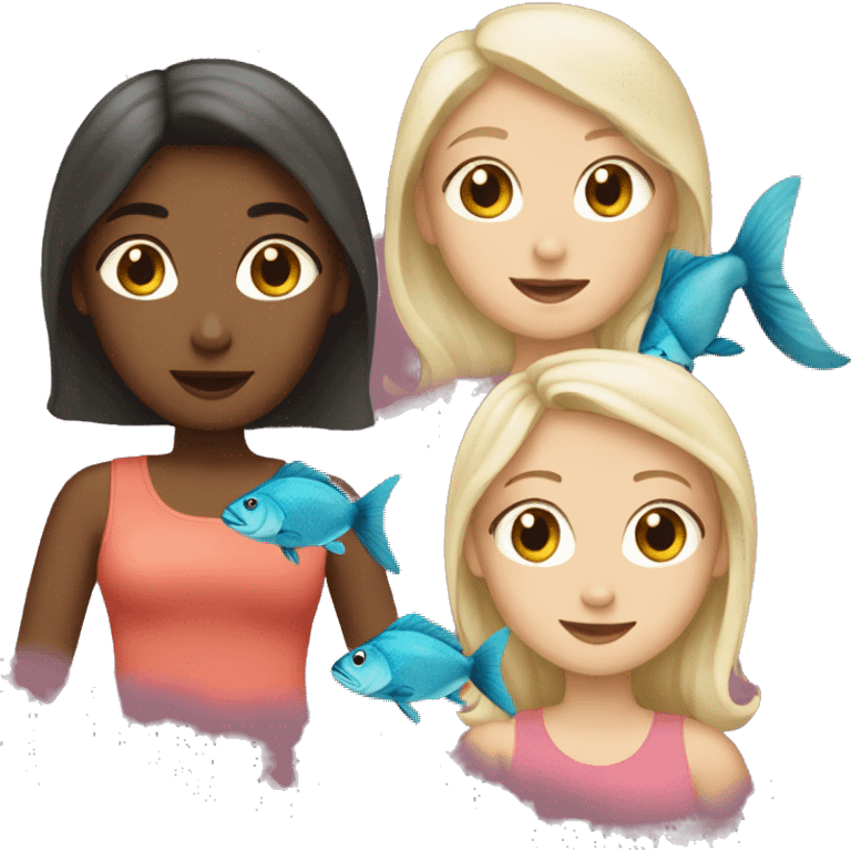 Three white girls with fish emoji