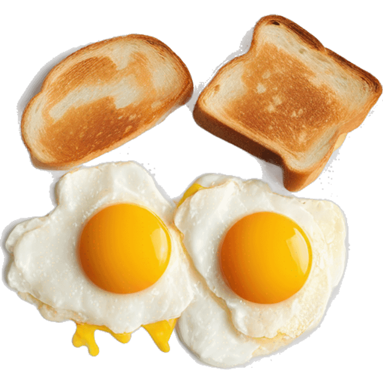 sunny side up eggs on white plate with yolk dripping out and toast on the side emoji