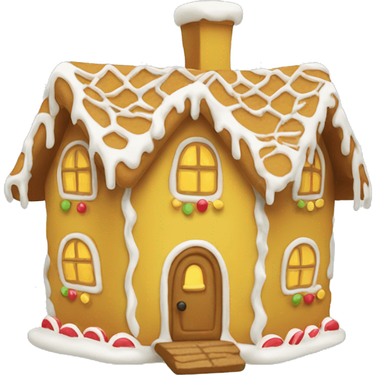 Cosy yellow gingerbread house  emoji