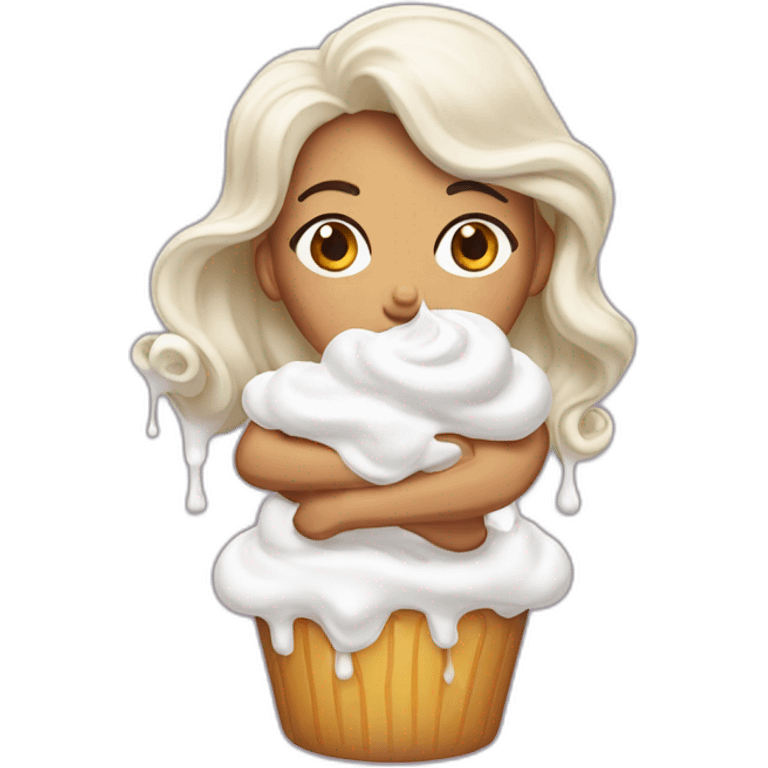 Woman dripping in whipped cream emoji