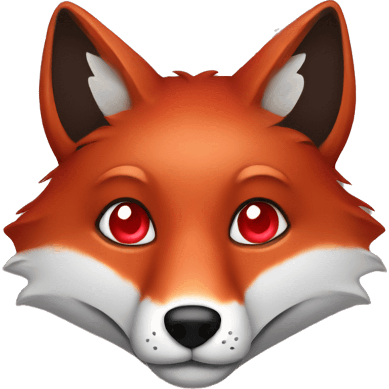 dark red fox face with tiny red heart instead of eyes emoji