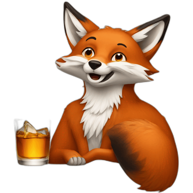 Fox drinking whisky emoji