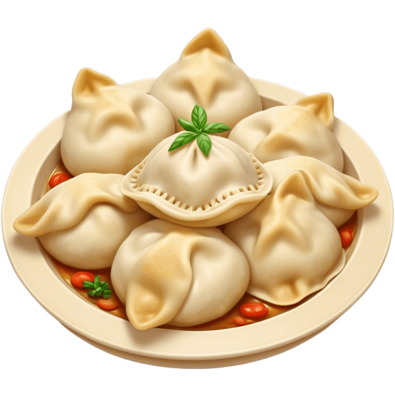 Cinematic Realistic Pierogi Dish Emoji, depicted as tender dumplings filled with savory ingredients rendered with lifelike textures and warm, inviting lighting. emoji