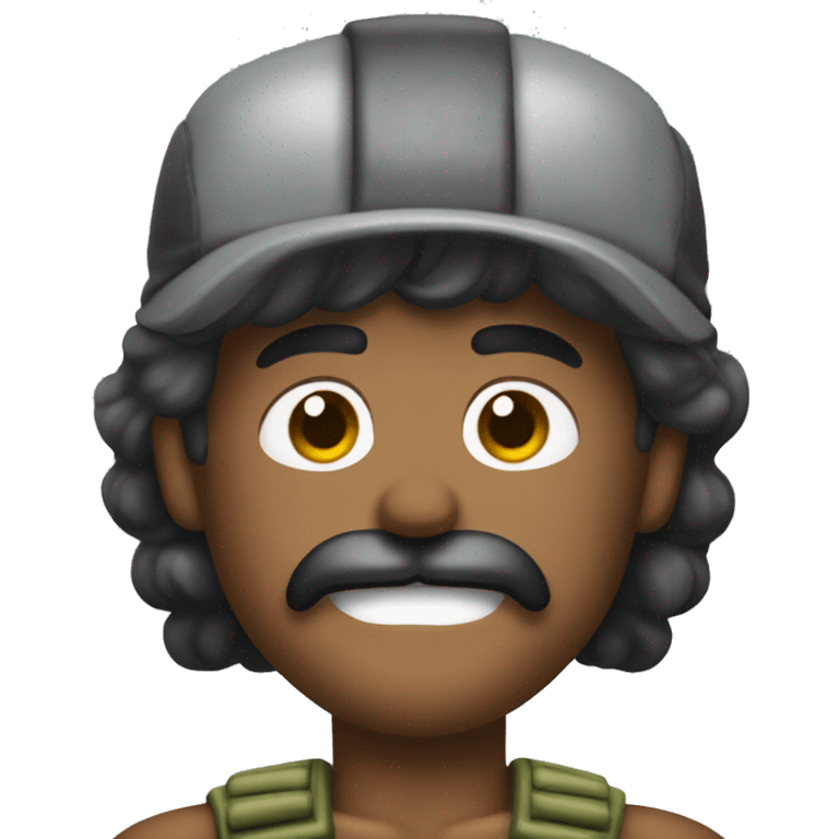 mustachioed Rambo winks emoji