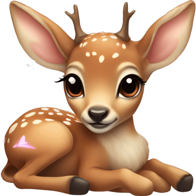 baby deer laying down with fairy wings emoji