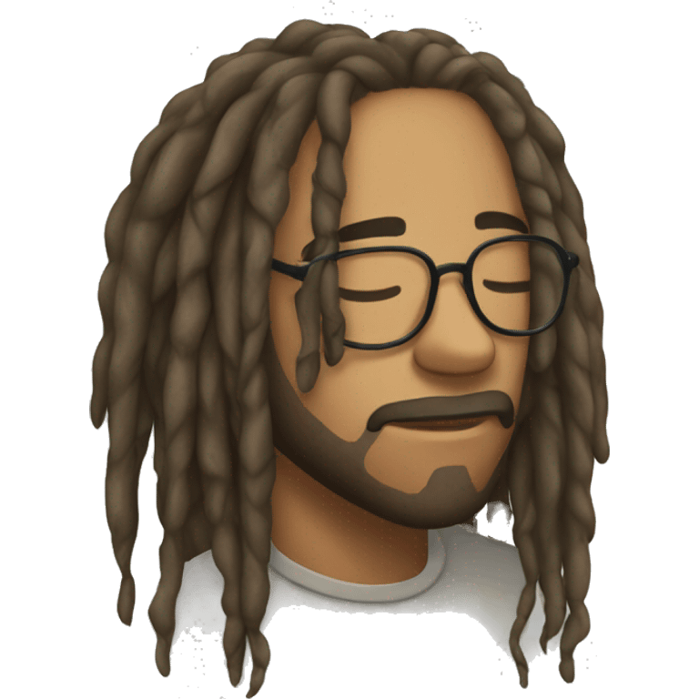 Sleeping dreadhead with glasses no beard emoji