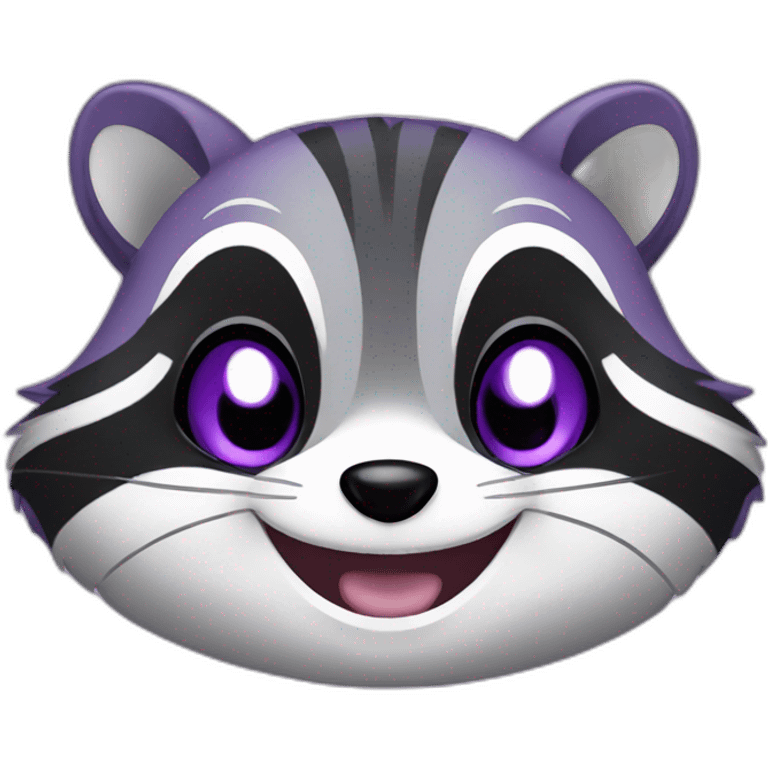 Cute violet raccoon is laughing emoji