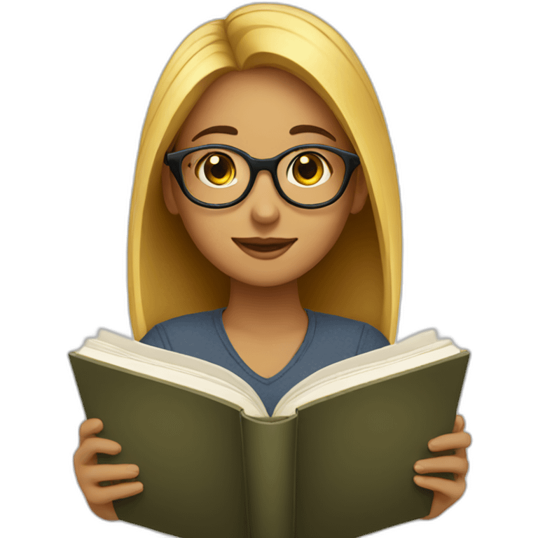 a girl reading a book wearing a glasses emoji