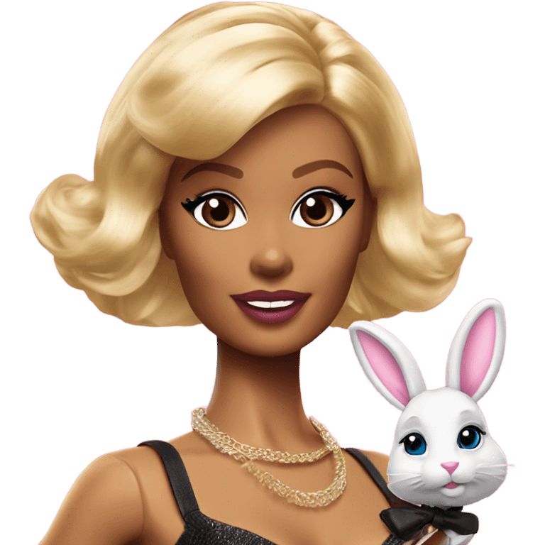 Blonde Go-go dancer Enid Sinclair Barbie,  with bunny ears  emoji