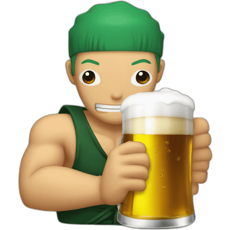 Zoro qui bois une  bière emoji