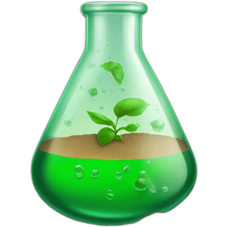 green laboratory flask, dirt on glass, cracks emoji