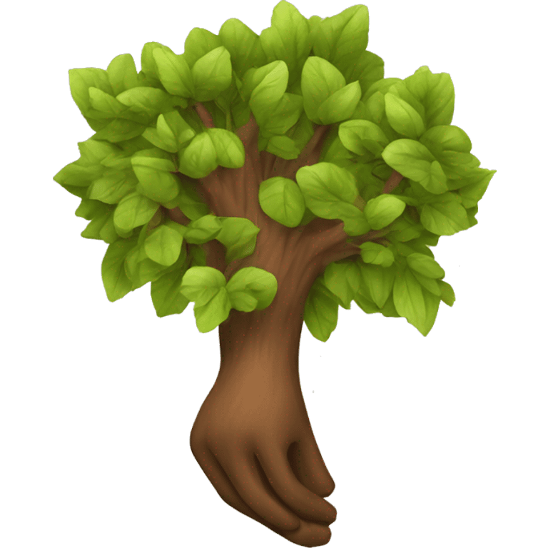 A tree which is made of a hand the shade of hand is of brown wood. The leaves of the hand are of different colors of the hand attached to the main branch emoji