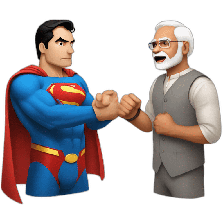 superman and modi fight emoji