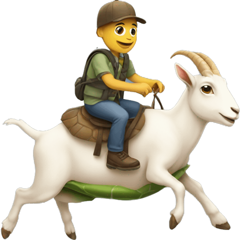 Goat riding a turtle emoji