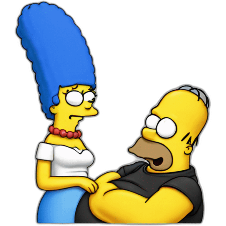 Homer and marge merged into one with a big belly emoji