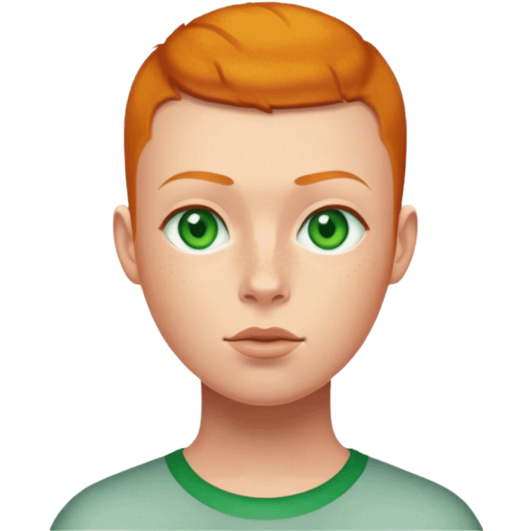 ginger with green eyes and buzz cut emoji