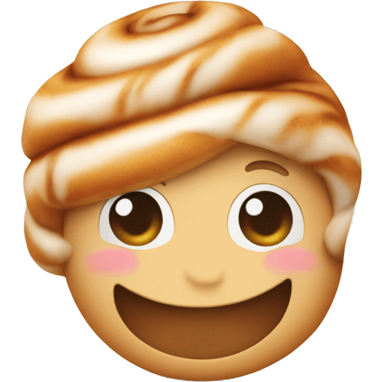 a single cinnamon roll emoji with a cute blushing face, smiling emoji