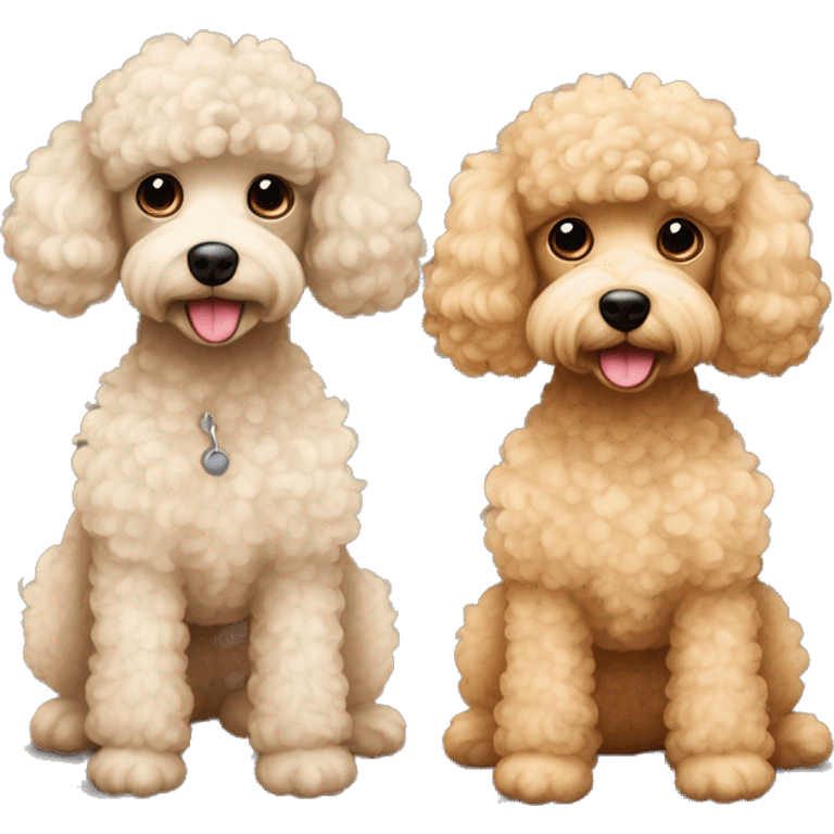 Two curly toy poodles one with beige and one tan coloured emoji