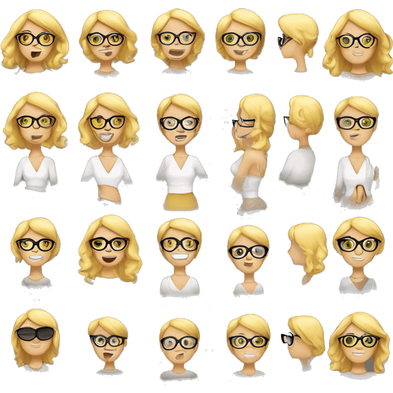 formatrice 55 anscheveux blonds et blancs lunette ronde emoji