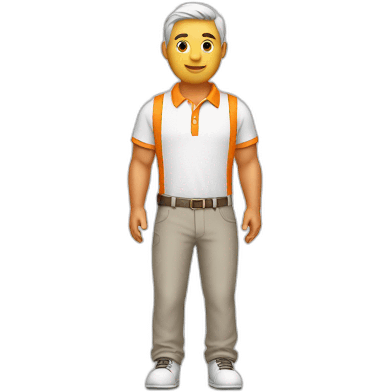 A man with polo white and orange emoji