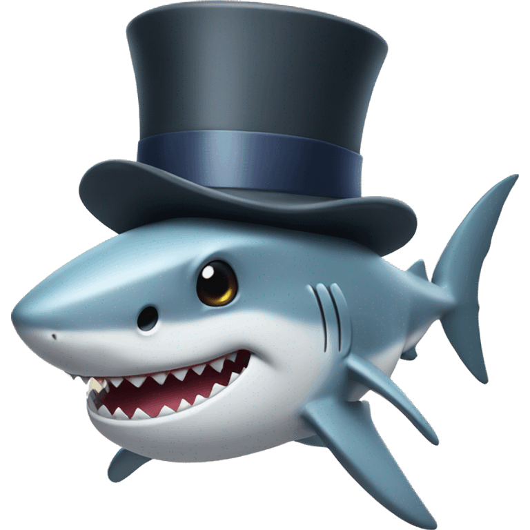 Shark with a top hat emoji