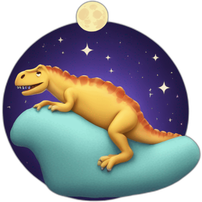 dinosaure sleeping on moon emoji