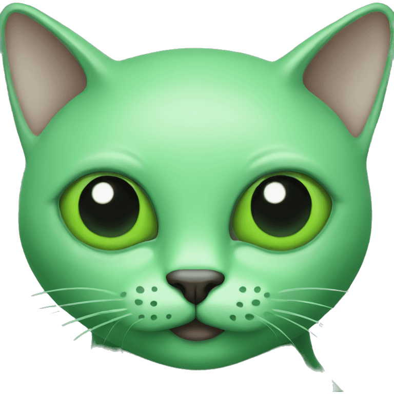 green alien cat face shape eyes emoji