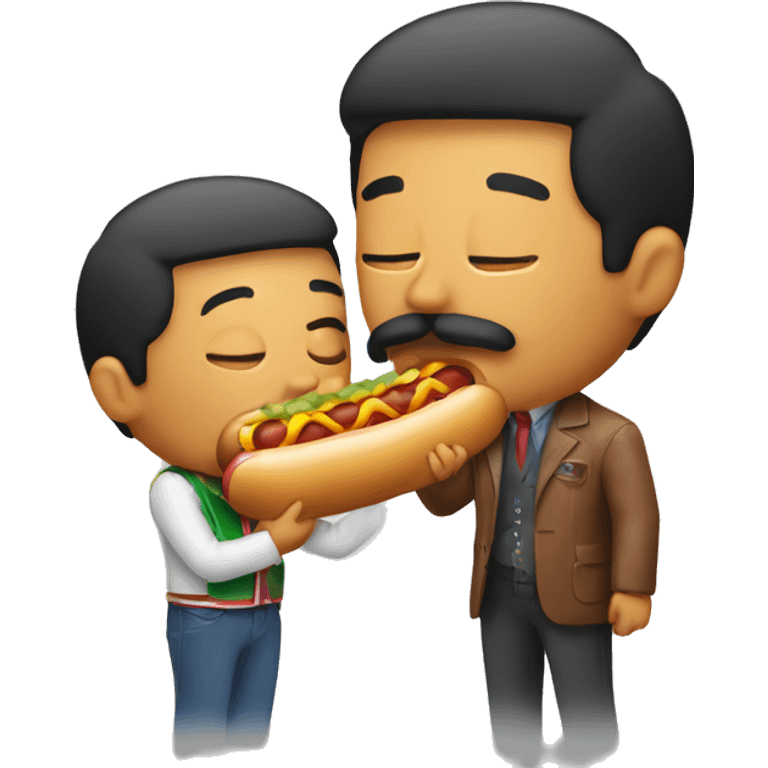 Gay mexican man kissing a hotdog emoji