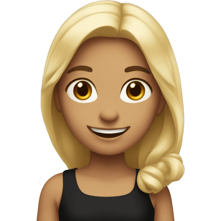 smiling girl in black dress emoji