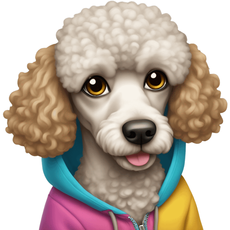 Poodle wearing a hoodie  emoji