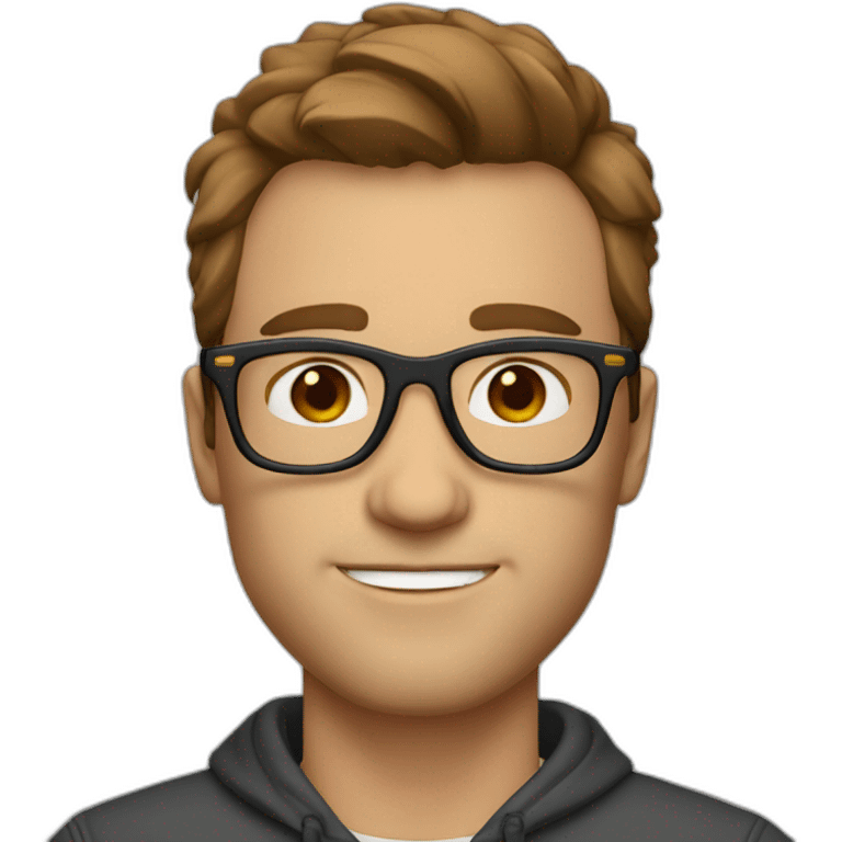 30 year old white male with brown hair, brown eyes and cool glasses from Chicago, IL emoji