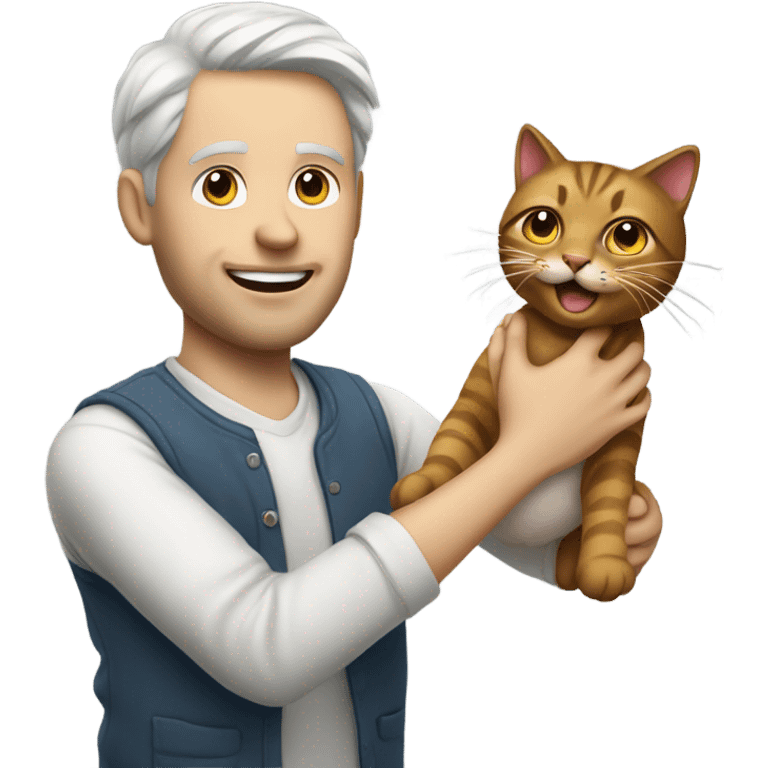 white man playing cat emoji