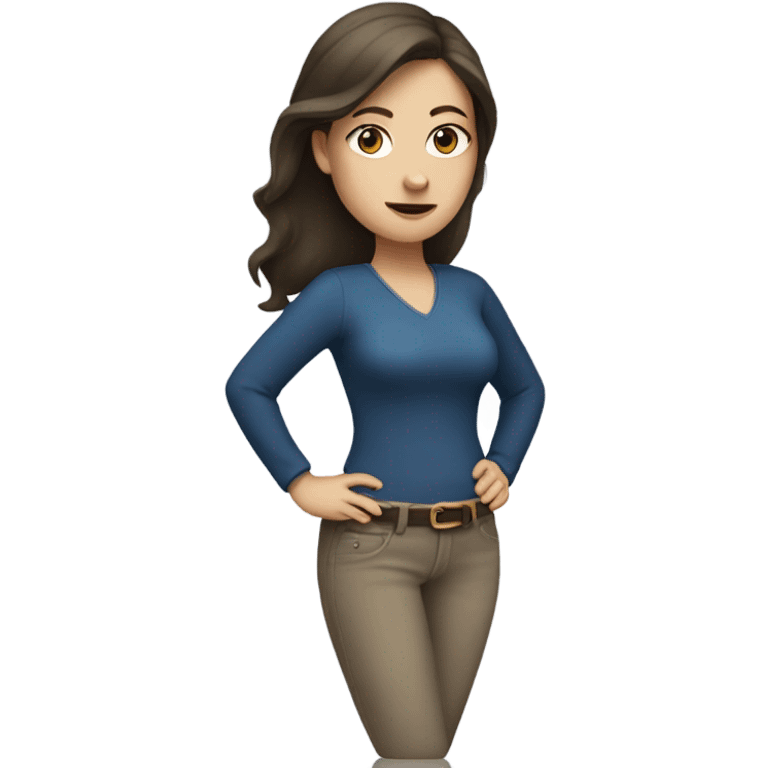 White brunette woman with one hand on hip  emoji