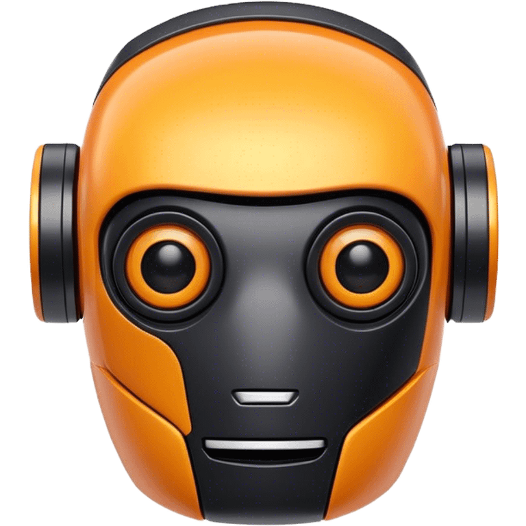 Friendly little black and yellow-orange robot head with eyebrows emoji