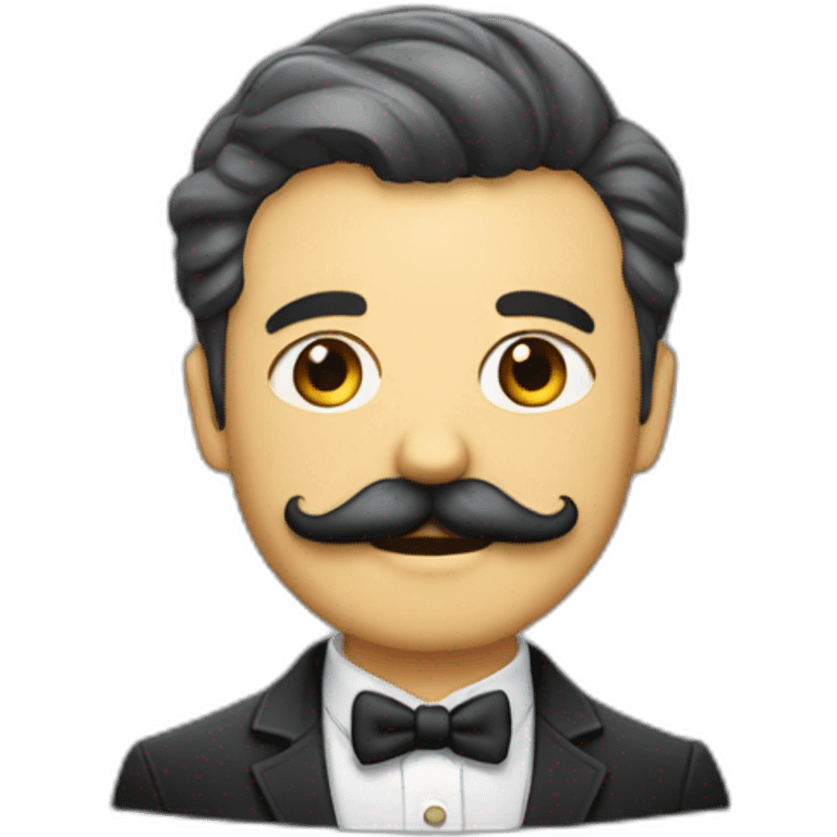 Une personne avec la moustache Charlot et les cheveux plaqués sur le côté  emoji