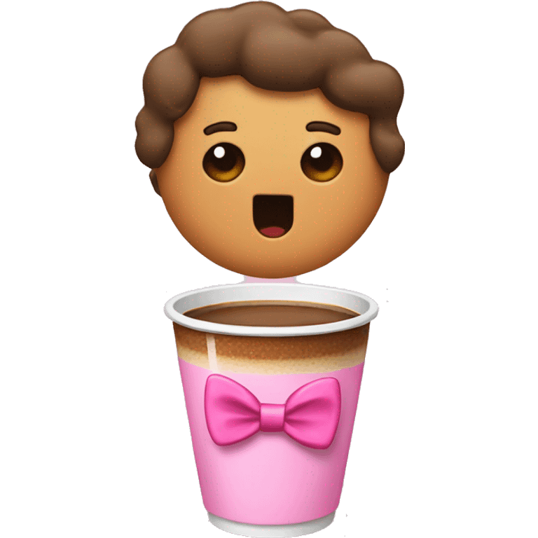 Cold coffee with a pink bow tie emoji