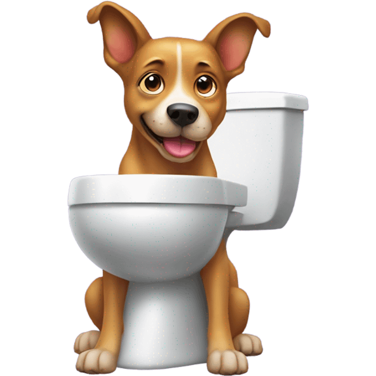 Dog taking a poop on a toilet emoji