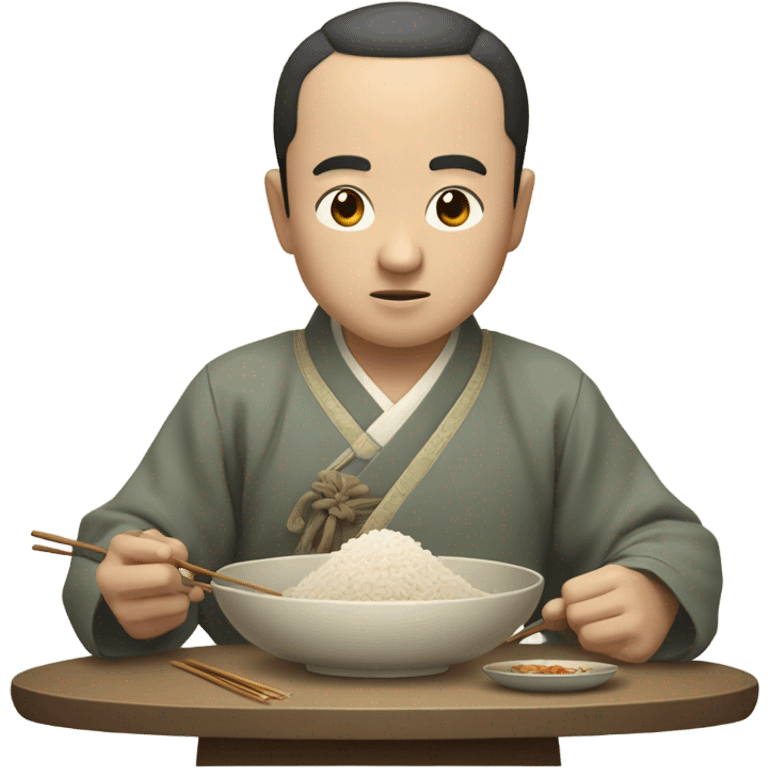 A traditional Chinese man eating rice emoji