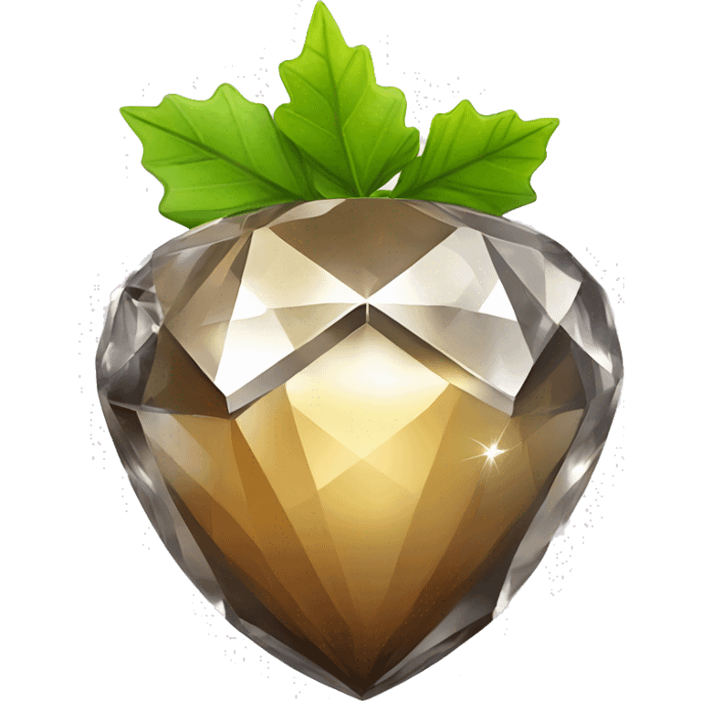 a Diamond Acorn, sparkling cut diamond, with short top and stem emoji